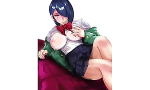 [Hentai] Touka Kirishima of Tokyo Ghoul caresses her heavy gut with the addition of wank