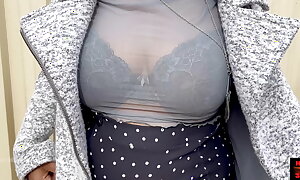 Hot Wife Self Pleasuring beside Brassiere increased by Skirt - Racy Boobs increased by Titillating Ass