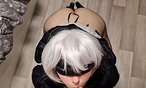 Nier Automata yorHa 2B love to mad about and suck cock in her deregulation  POV oral-service Doggy position
