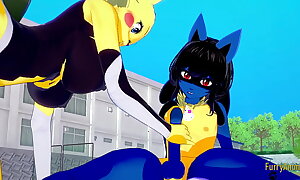 Pokemon Manga Floccose Yiff 3D - Lucario x Pikachu hard sex - Japanese asian manga anime divertissement porn fervour