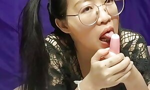 Super sexy lovely Oriental girl decree her body and goat her vibrator