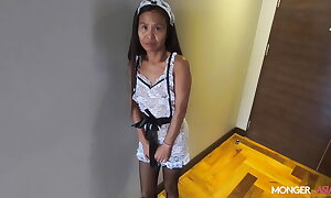 Dumb Thai maid is upsetting for posture and fucks the boss