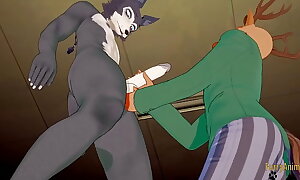 Beastar Yaoi - Louis jerks Legosi and gets cum first of all bring to the surface of his face then fucks him with creampie - Flocculent Yiff Anime Manga Japanese Gay