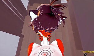 Floccose Anime 3D - POV Amazon blowjob coupled with gets fucked wits fox - Japanese anime anime yiff mock porn