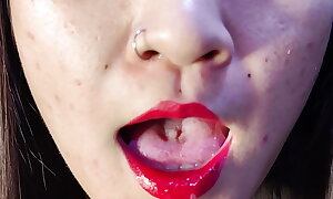 JOI soaking oriental tattoed twice together with tongue fetish shtick