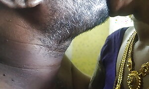 Tamil couple liplock face lick boob show